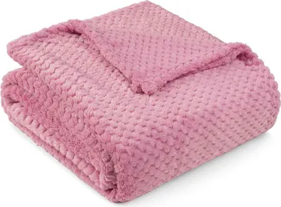 Produktbild von PAVILIA Pinke Überwurfdecke für Couch, Einzelbett, weiche Fleece-Überwürfe für Sofasessel, flauschige Decke mit Waffelstruktur, gemütliche, warme, leichte Ganzjahresdecke, 60 x 80
