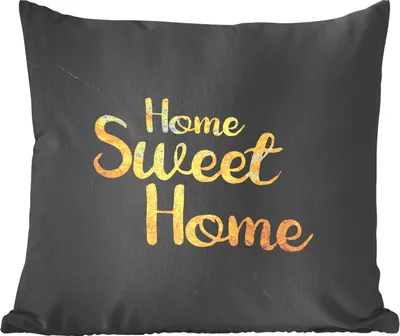 Produktbild von MuchoWow® Zierkissen Sofakissen Wohnzimmer Dekokissen 60x60 cm Zitate - Zuhause - Gold - Marmor - Sitzfläche - Foto Polster