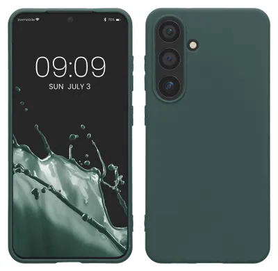 Produktbild von kwmobile Hülle für Samsung Galaxy S24 TPU Case - Handyhülle unterstützt kabelloses Laden, flexible Schutzhülle, gummiertes Cover in Blaugrün