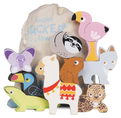 Zdjęcie produktu dla Le Toy Van Andes Wooden Animals Stacking Toy, 1,5 lat(a), Drewno, Wielobarwny