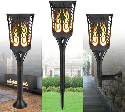 Image de 2 Packs de 96 LED Rectangle Solaire Chemin de Jardin Tiki Torche Lumière vacillante Lampe à flamme