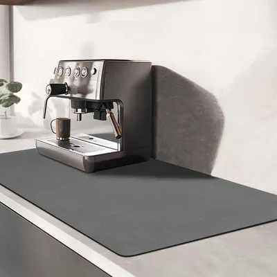 Produktbild von Abtropfmatte Geschirr, Kaffeemaschine Matte Unterlage 60X40cm Super Saugstarke Trockenmatte Kein Spš¹len fš¹r Kaffeemaschine Kš¹che Spš¹le Rutschfest & Schnelltrocknend (Dunkelgrau)