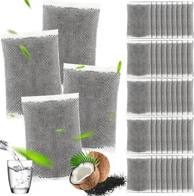 Productafbeelding van 50 actieve koolstoffilters - vervanging voor waterdestilleerapparaten - verpakkingen voor zuiverwaterdestilleerapparaten - koolstoffilters.
