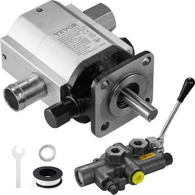 Immagine prodotto di VEVOR Set di pompe idrauliche per spaccalegna, 16 GPM, pompa ad ingranaggi idraulica a 2 stadi da 4000 PSI in alluminio, con valvola, ingresso 1'', uscita 1/2'' NPT 3600 giri/min, per spaccalegna con motore piccolo