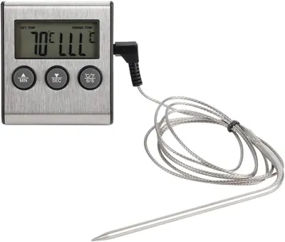 Obrázok produktu pre BBQ Teplomer, Varene Mäsa, Digitálny Displej, Časovač, pre BBQ, Gril, Kuchyň
