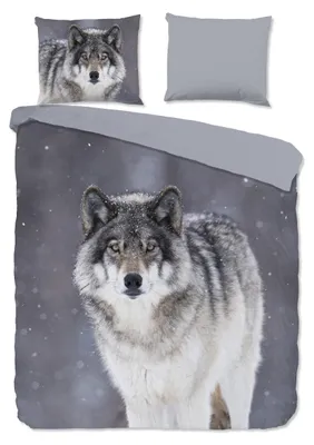 Imagen del producto de Good Morning, juego de sábanas "Wolfie" - Gris - (240x220 cm) - 100% algodón