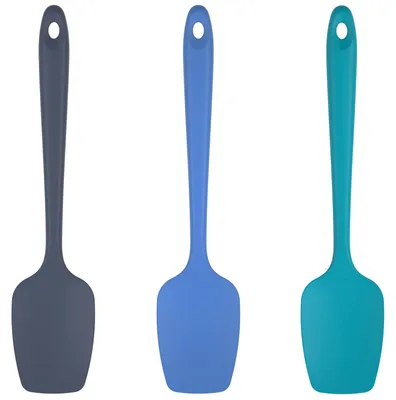 Productafbeelding van Set van 3 siliconen kooklepels, hittebestendig tot 315℃, multiblauw
