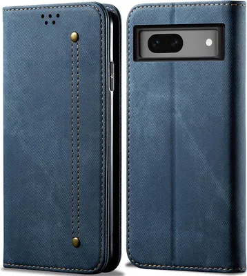 Produktbild von Google Pixel 7A Hülle, Leder Brieftasche Flip Bookstyle Schutzhülle mit Standfunktion für Google Pixel 7A Blau