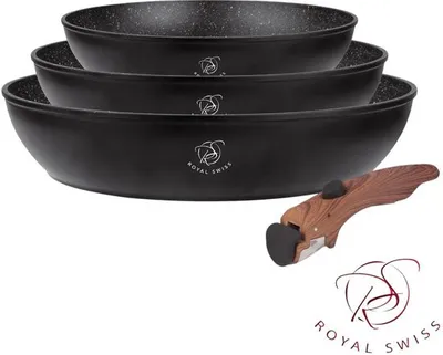 Produktbild von Royal Swiss 4-teilige Induktions-Kochgeschirr-Sets abnehmbarer Griff - 20/24/28