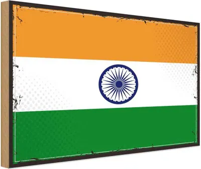 Produktbild von vianmo Holzschild 20x30 cm Indiens India Flagge Fahne Wappen