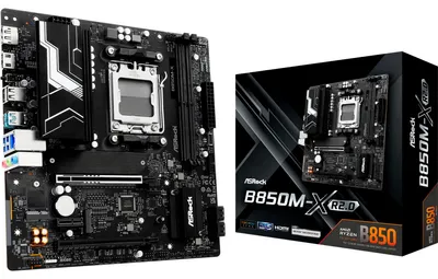 Produktbild von Asrock B850M-X R2.0, AMD, Sockel AM5, AMD Ryzen 7000 Series, AMD Ryzen 8000 Series, AMD Ryzen 9000 Series, DDR5-SDRAM, 128 GB, DIMM