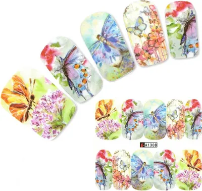 Produktbild von Tattoo Nail Blumen Schmetterling Aufkleber Nagel Sticker