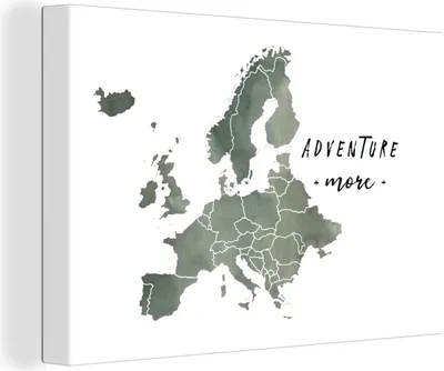 Produktbild von OneMillionCanvasses® - Leinwandbilder - 140x90 cm, Karte Europa - Zitate - Aquarell, Wandbilder Kunstdruck Wanddekoration