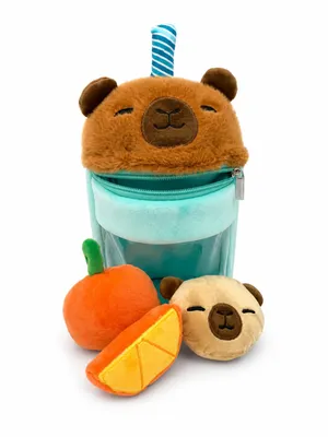 Produktbild von Capybara Bubble Tea Kuscheltier 30 cm Kawaii Plüschtier Stofftier im Bubble Tea Becher mit Zubehör Geschenk für Kinder, KI-generiertes Bild
