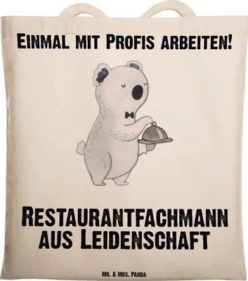 Produktbild von Mr. & Mrs. Panda Tote Bag Restaurantfachmann Leidenschaft - Transparent - Geschenk, Shopping Tasche, Einkaufstasche, Beutel, Jutebeutel