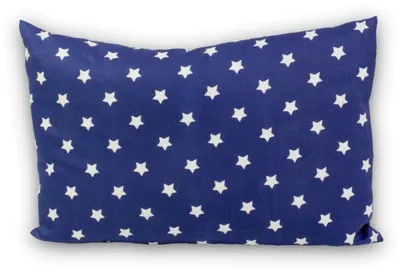 Produktbild von Zirbenkissen 30x20cm, Sterne-blau + Bio Inlett natur Zirbenholzspäne im Zirbenholzkissen