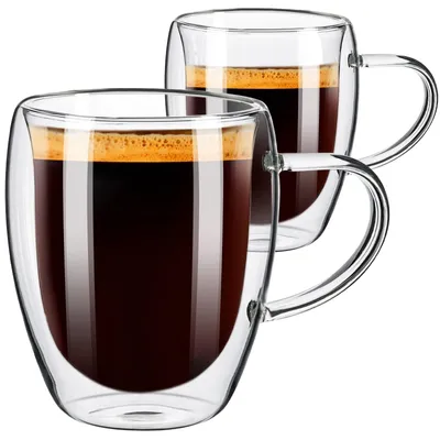 Doppelwandige Cappuccino-Gläser 350 ml, 2er-Set, Borosilikatglas