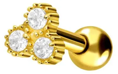 Produktbild von Ohrpiercing Chirurgenstahl Ohrpiercing 3 KRISTALLE