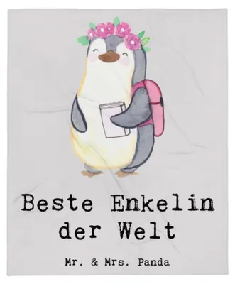 Produktbild von Mr. & Mrs. Panda Wohndecke Pinguin Beste Enkelin der Welt - Grau Pastell - Geschenk, Plaid, Taufe, Geschenkidee, Tagesdecke, Enkelkind, Enkeltochter, Oma, Opa, Decke