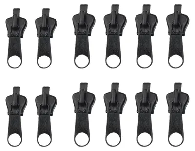 Reparaturset für Reißverschlüsse, 12 Stück, 3 Größen, schwarz
