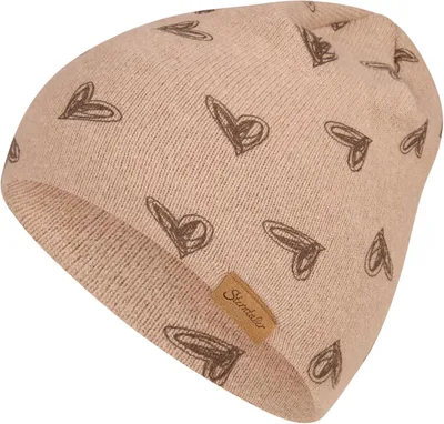 Productafbeelding van Babymuts meisjes - Beanie met hartjesprint - Jersey van vlamgaren - UV-bescherming 50+