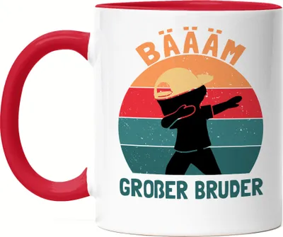Produktbild von Bäääm! Großer Bruder Tasse  Geschenk Ankündigung Dab Geburt Babynews Tasse Rot