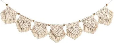 Immagine prodotto di Decorazione da parete in stile boho chic, cotone, 19 cm x 100 cm, beige
