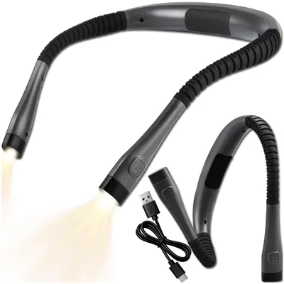 Produktbild von KRUMAD LED Leselampe Hals, Wiederaufladbare Nackenlampe mit 3 Lichtmodi, Flexibel & Augenschonend, Buchlampe für Bett, Lesen & Reisen