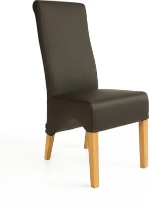 Produktbild von Lederstuhl Lederstühle Regina Dark Braun Eiche Esszimmerstuhl Stuhl Stühle