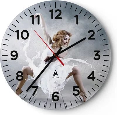 Produktbild von Wanduhr - Rund - Glasuhr - Frau Tänzerin Ballett - 40x40cm - Schleichendes Uhrwerk - Lautlos - zum Aufhängen bereit - Dekoration Modern - Wanddekoration aus Glas - C4AR40x40-2665