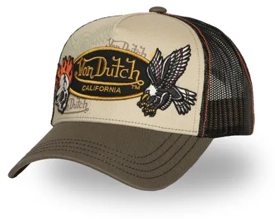 Produktbild von Von Dutch Originals Trucker Cap - PATCHES SKULL EAGLE beige/brown