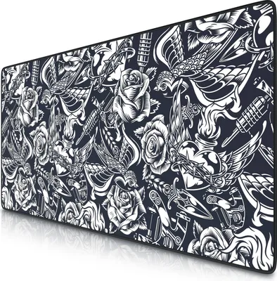 Zdjęcie produktu dla Podkładka pod mysz Titanwolf XXL Speed Gaming Black 900 x 400 mm, podkładka pod mysz XXL, duży rozmiar, poprawia precyzję i szybkość, Rose Tattoo