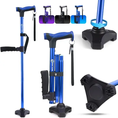 Imagen del producto de Bastón de apoyo - Ayuda para caminar - Seguridad al caminar - Aluminio ligero - 96 cm - Azul