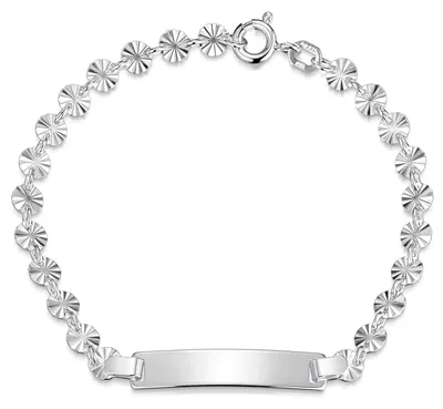 Produktbild von MATERIA by Matthias Wagner Kinder Gravur Armband personalisiert Silber 925 rhodiniert Rosetten diamantiert 16cm SA-57
