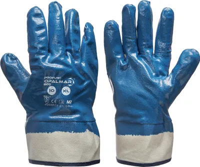 Produktbild von 12 Paar Arbeitshandschuhe Handschuhe Berufshandschuhe Ölbeständig Blau Nitril Jersey (OPALMAR-12) XL, Gr. 10