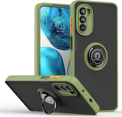 Produktbild von Moto G52 Hülle, Ring Halter Ständer Matte Transluzent TPU Rahmen Stoßfest Schutzhülle für Motorola Moto G52
