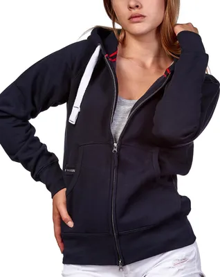 Produktbild von Mivaro Damen Sweatjacke mit Kapuze und Kängurutasche mit Reißverschlusstäschchen aus Baumwolle innen weich gefüttert Regular Fit Hoodie für Freizeit Arbeit und Alltag in vielen Farben