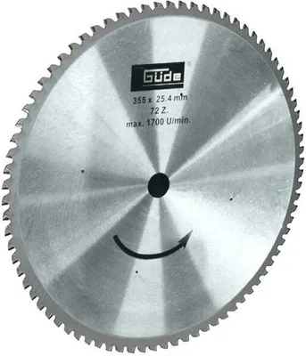 Obrázek produktu pro GÜDE kotoučová pila na kov HM 355x25,4 mm - 72 zubů - náhradní pilový kotouč