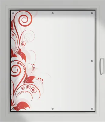 Produktbild von Wallario Lichtschutzbild, Dekorativer Sichtschutz Sonnenschutz 96 x 115 cm mit Motiv: Abstrakte rote Blumenschnörkel - Verdunklung ohne Bohren