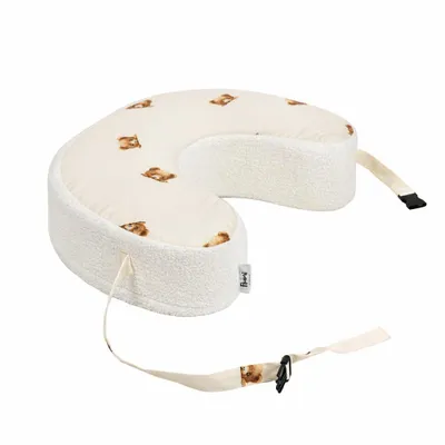 Produktbild von Ergonomisches Stillkissen mit Schaumkern, abnehmbarer waschbarer Bezug, hellcremefarben mit Bärenmotiv