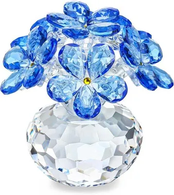 Immagine prodotto di Mazzo di fiori in cristallo blu, regalo per la mamma, la moglie o la fidanzata, decorazione floreale in vetro per la casa, l'ufficio o la tavola (8,5 x 7,5 x 7,5 cm)