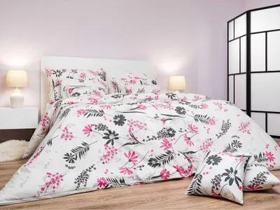 Zdjęcie produktu dla Poszewka bawełniana Agáta różowa na białym 140x200, 70x90 cm