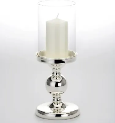 Produktbild von Romantik Windlicht versilbert und anlaufgeschützt mit Klarglas (H 27 x D 11,5 cm), hochwertiges Qualitäts Windlicht