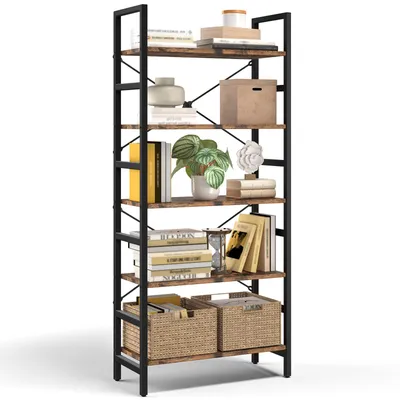 Produktbild von HOKEEPER Regal, Bücherregal, Standregal, DVD-Regal, mit 5 Ebenen, Büroregal, offene Ablagen, für Büro, Wohnzimmer, Schlafzimmer, Küche, 60x34x158cm