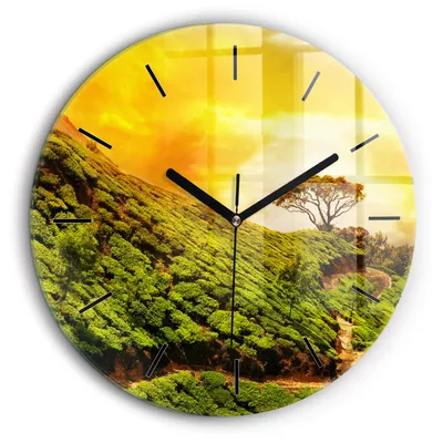 Produktbild von Wallfluent Große Wanduhr – Stilles Quarzuhrwerk - Uhr Dekoration Wohnzimmer Schlafzimmer Küche - Zifferblatt mit Striche - schwarze Zeiger - 60 cm - Tee-Hügel