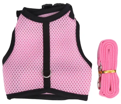 Image de Harnais de traction Pet Pink Mesh avec laisse pour lapins et cochons d'Inde SupplyM