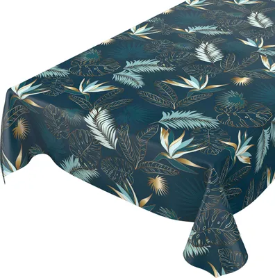 Produktbild von Tischdecke Wachstuch Blumen Grün Robust Wasserabweisend Breite 140 cm Länge 160 cm