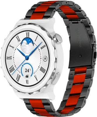 Produktbild von Strap-it Stahlarmband - Kompatibel mit Huawei Watch GT 3Armband 42mmHochwertiger EdelstahlHuawei watch strap Armband mit faltschließe für 20mmArmband Rot