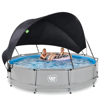 Produktbild von EXIT Soft Grey Rahmenpool ø360, Aufstellpool, mit Filterpumpe & Sonnensegel, Rund, Grau