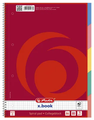 Produktbild von Herlitz Register Collegeblock "COLLEGE" DIN A4 kariert 80 Blatt